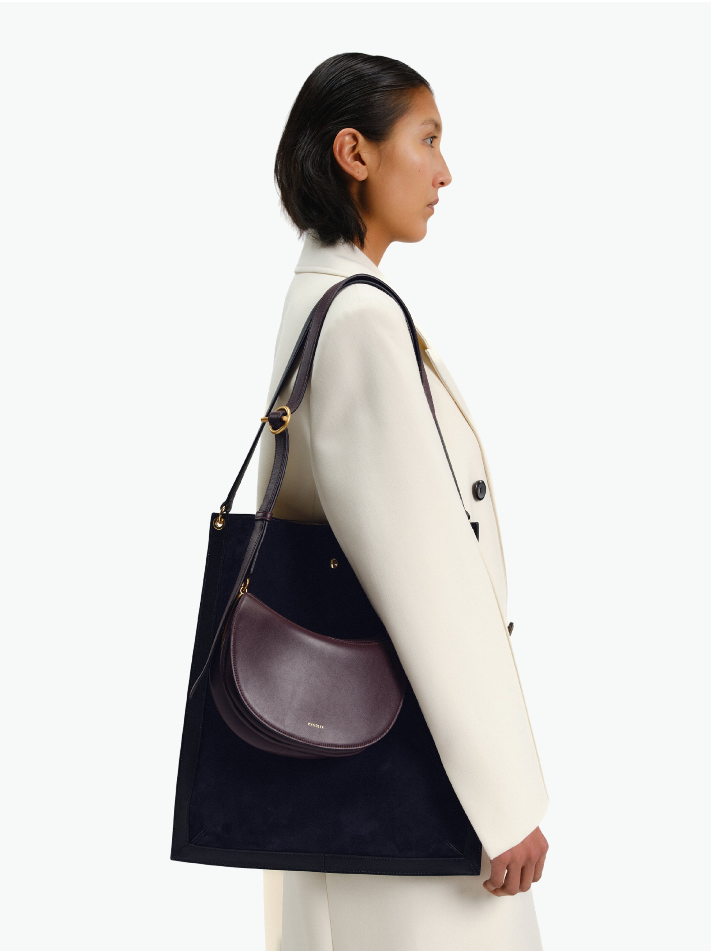 Penny Tote - Black Suede / Black