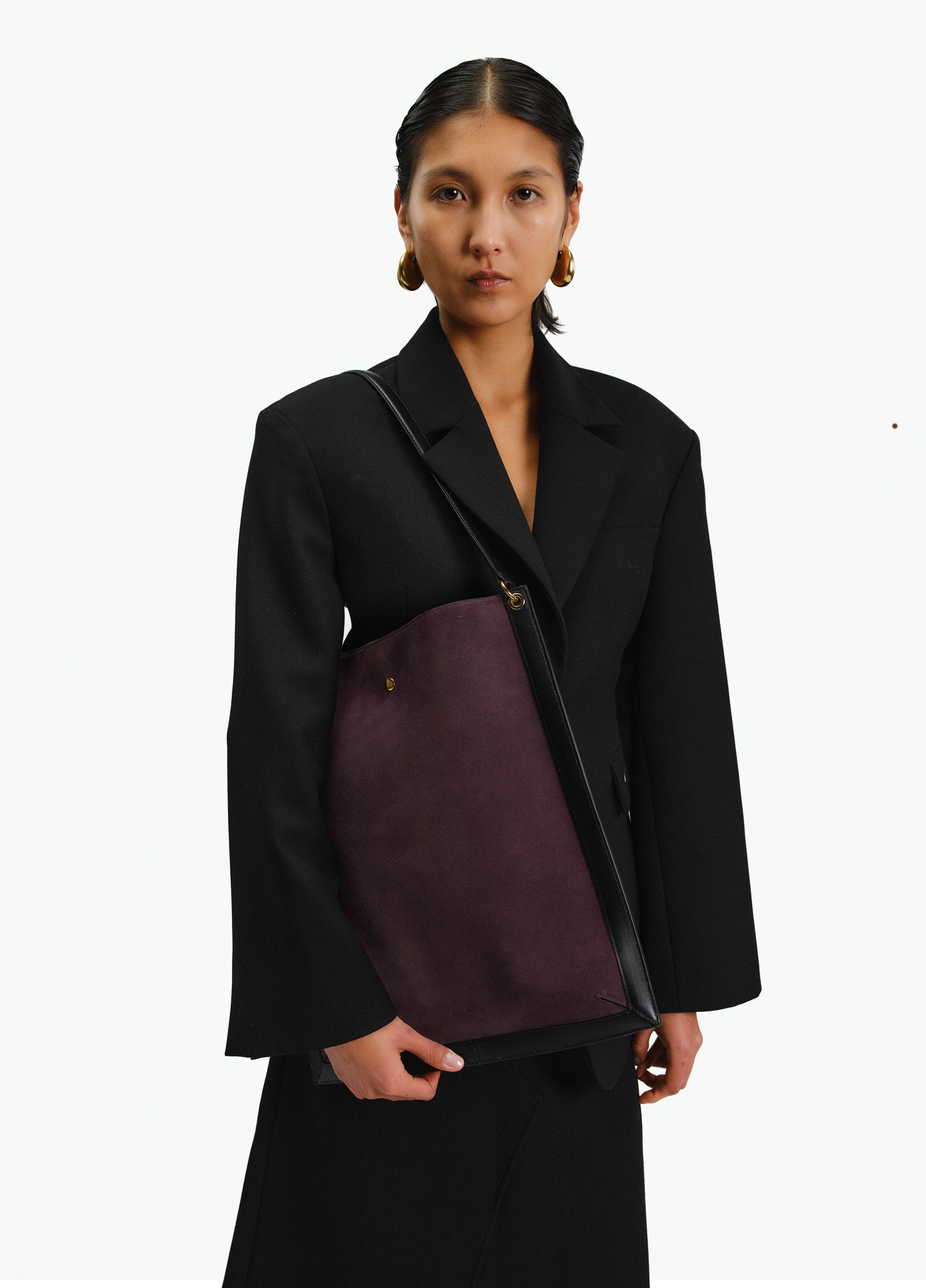 Penny Tote - Grape Suede / Black