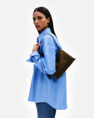 Penelope Slouch Bag - Olive Suede