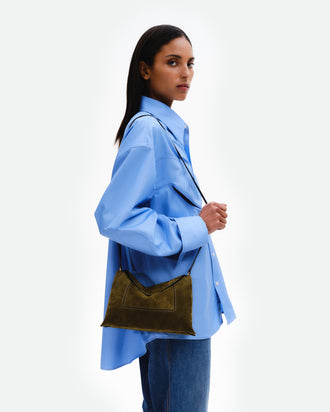 Penelope Slouch Bag - Olive Suede