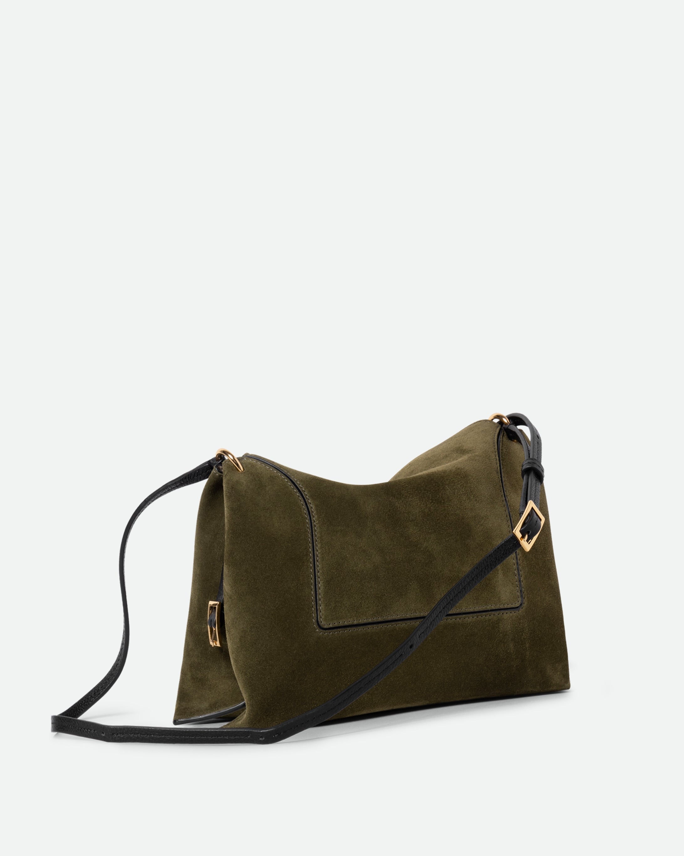 Penelope Slouch Bag - Olive Suede