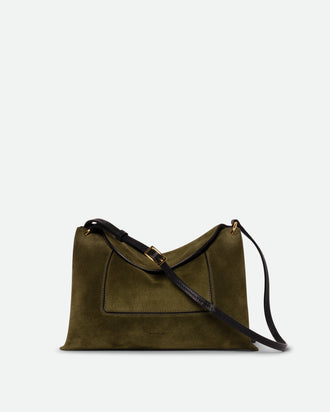 Penelope Slouch Bag - Olive Suede