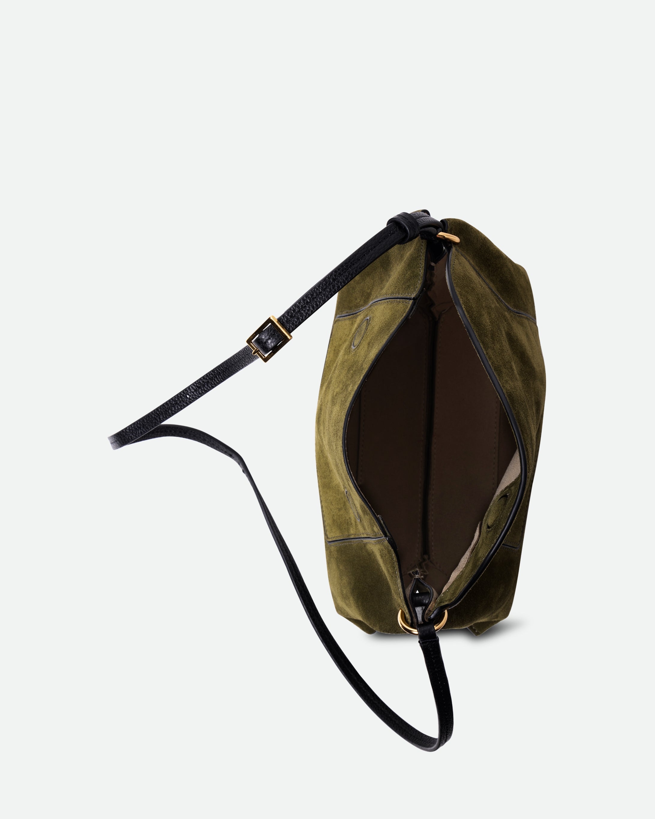 Penelope Slouch Bag - Olive Suede