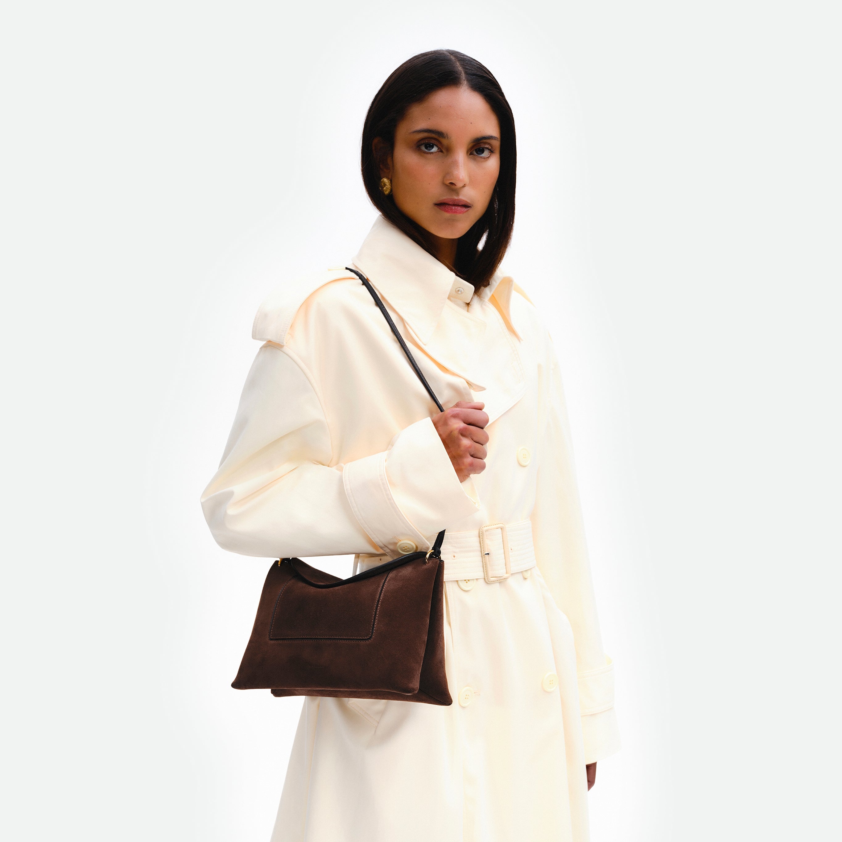 Penelope Slouch Bag - Palissander Suede – Wandler.com