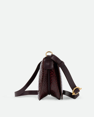 Kate Saddle Bag - Bordeaux Croco