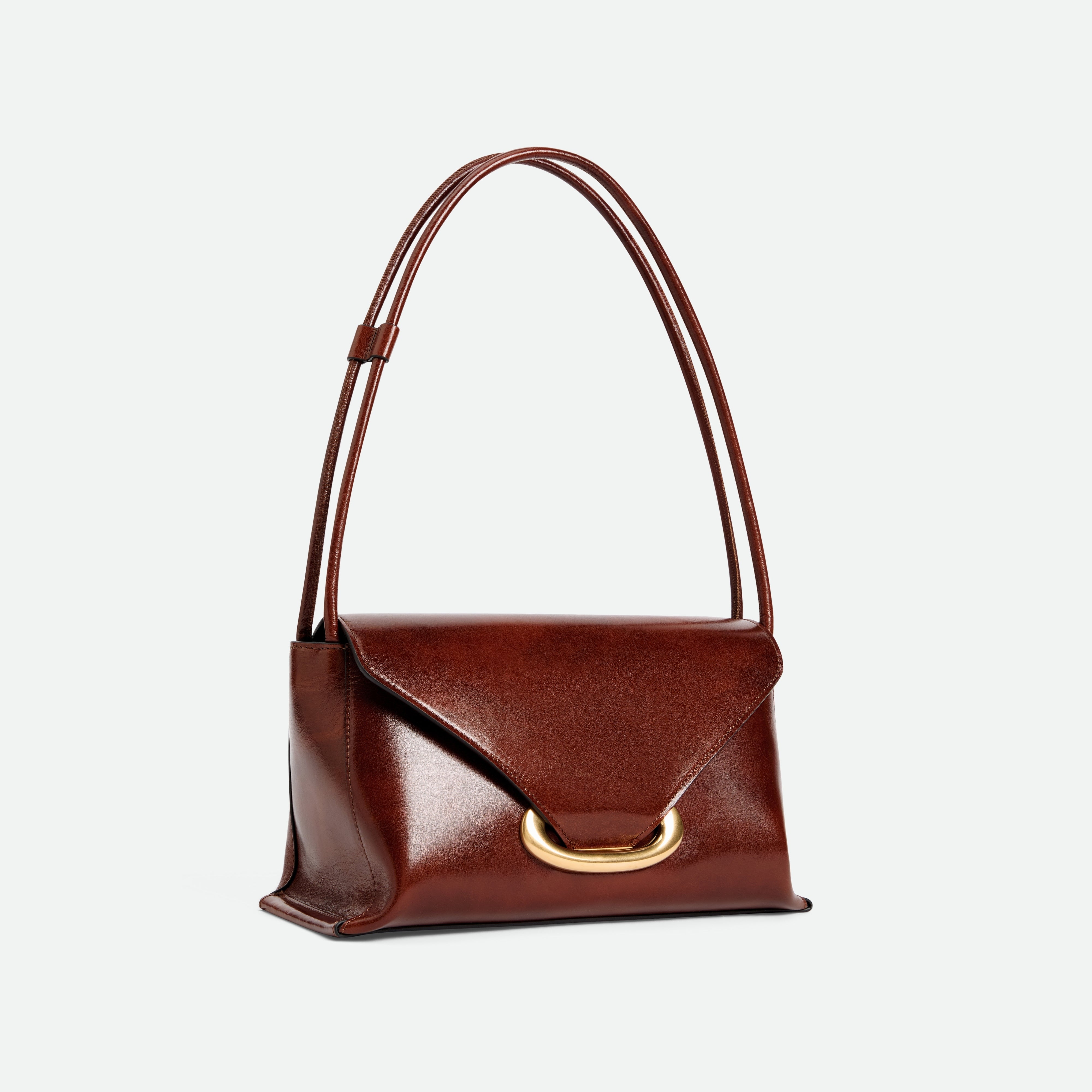 Vaundy Patent Leather Shoulder Bag バッグ Gold Chocolate Hobo Shoulder Bag - Verafied New York