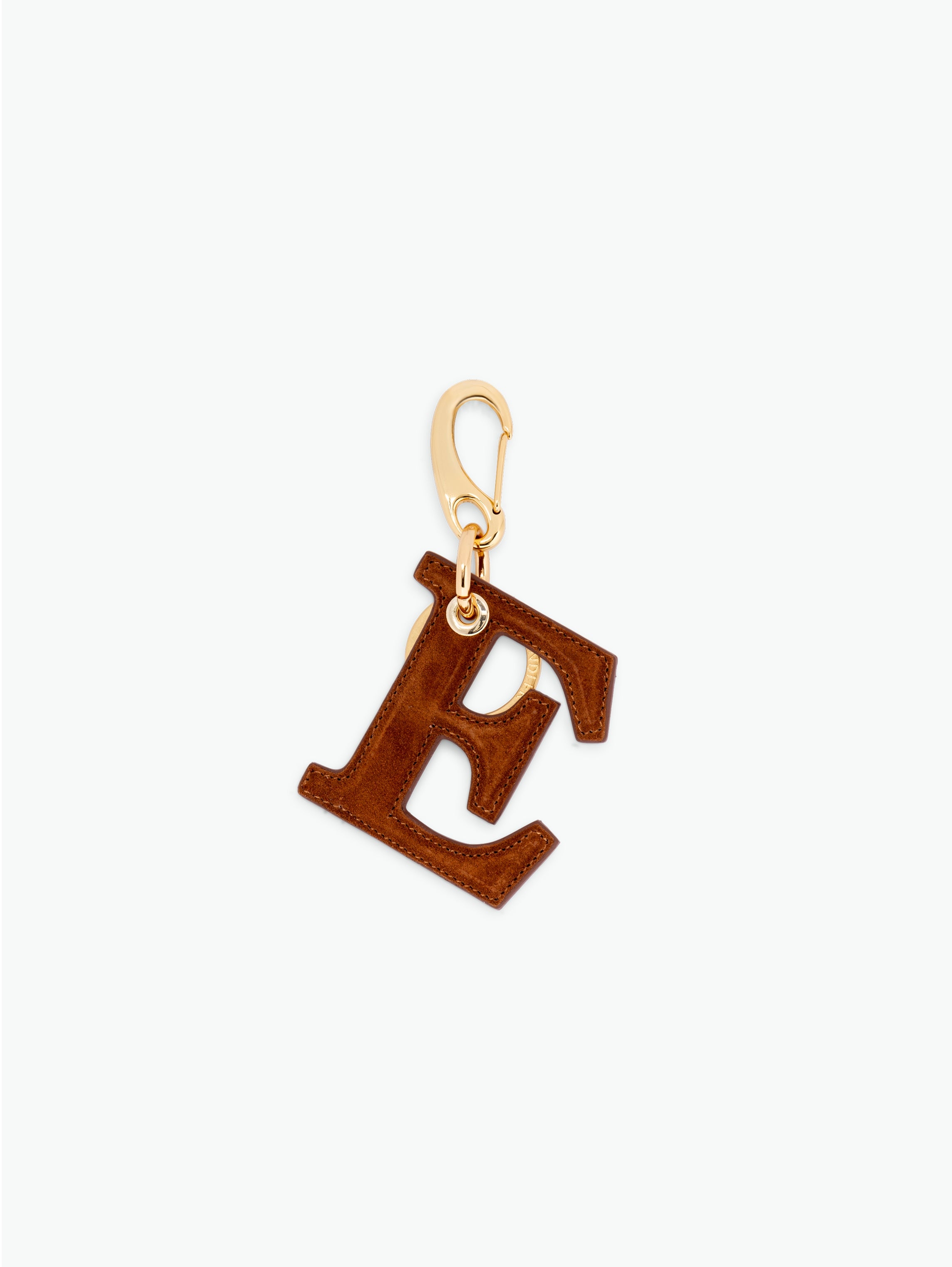 Bag Charm Letter - E - Tan Suede