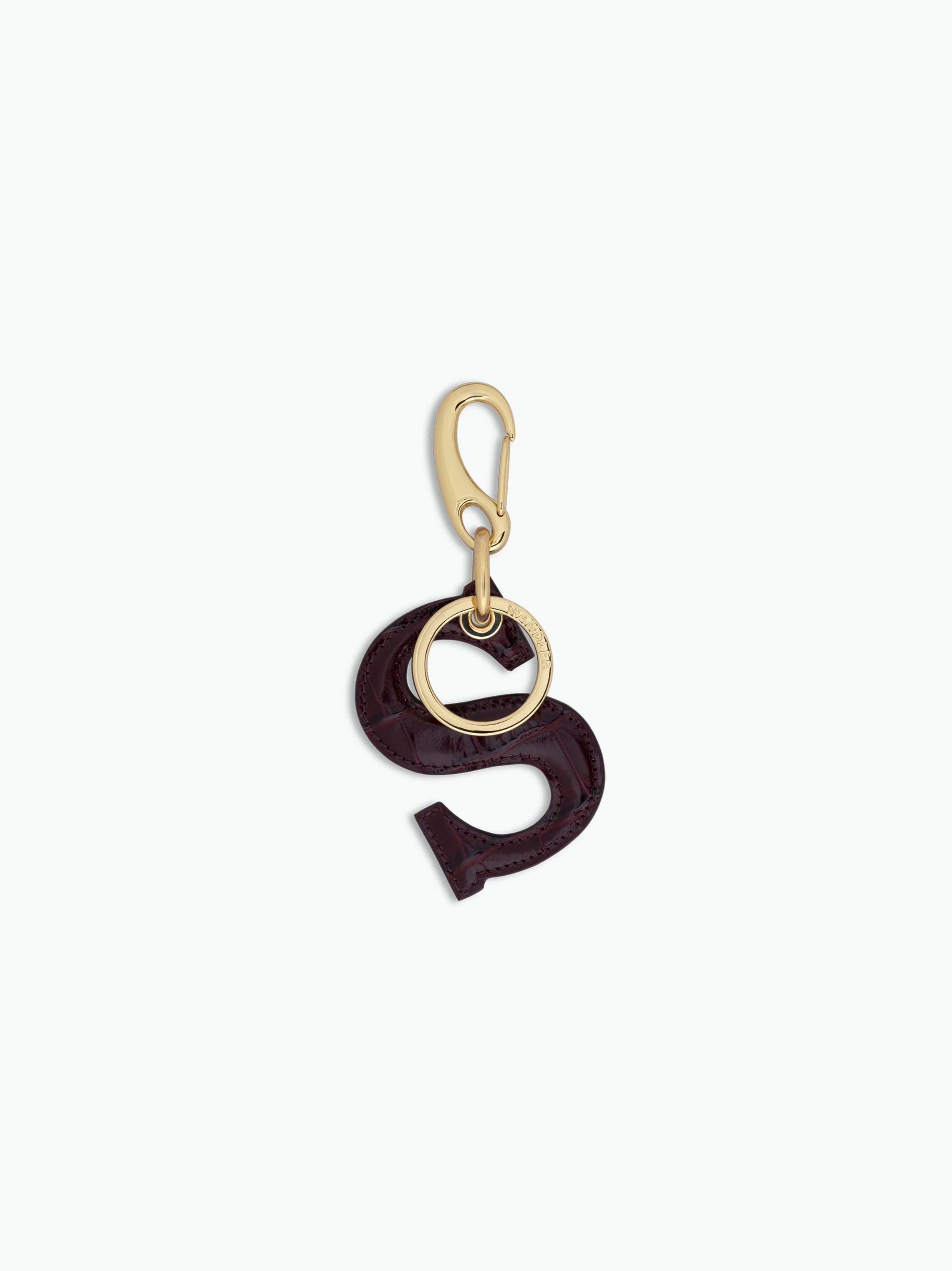 Bag Charm Letter - S - Bordeaux Croco