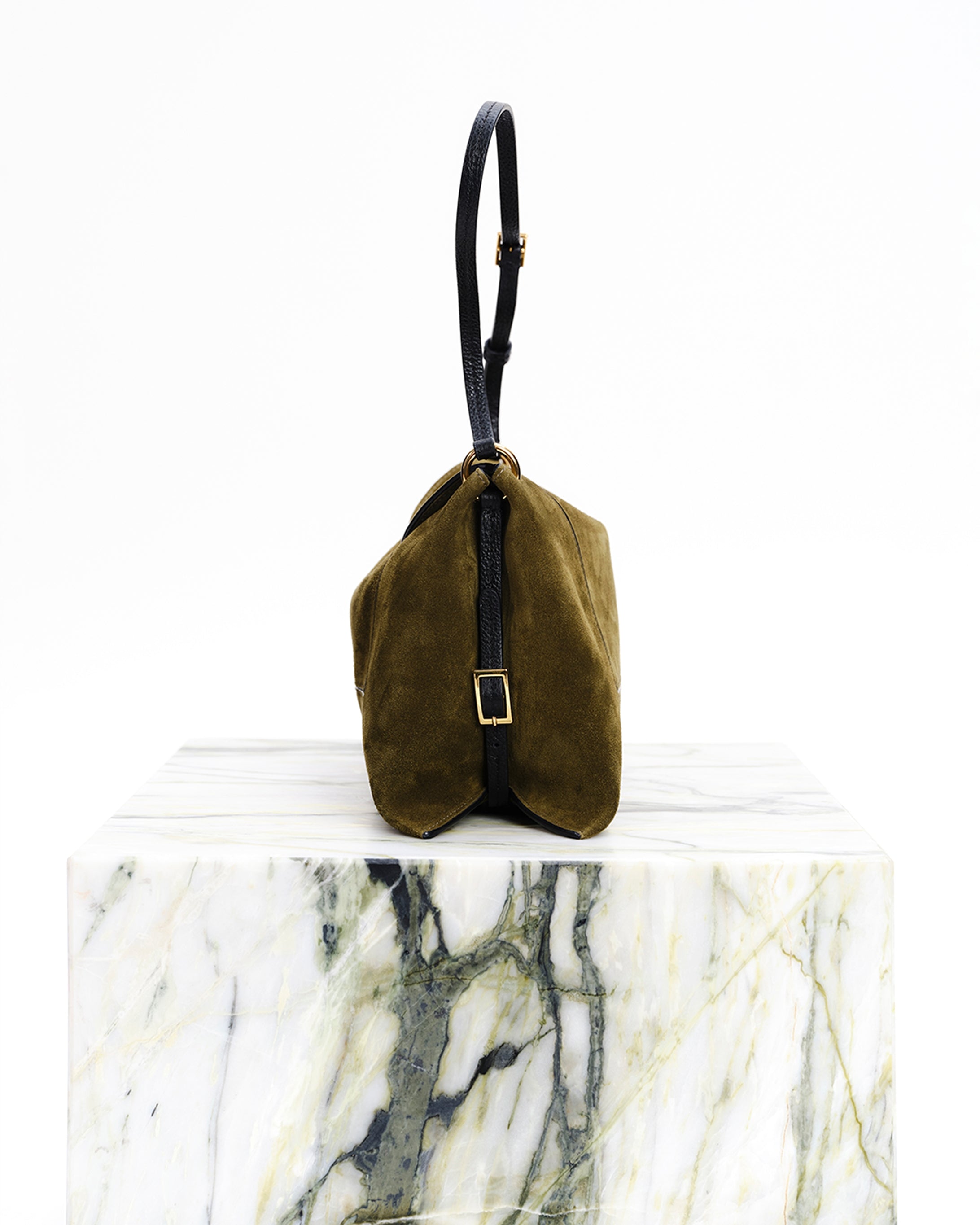 Penelope Slouch Bag - Olive Suede