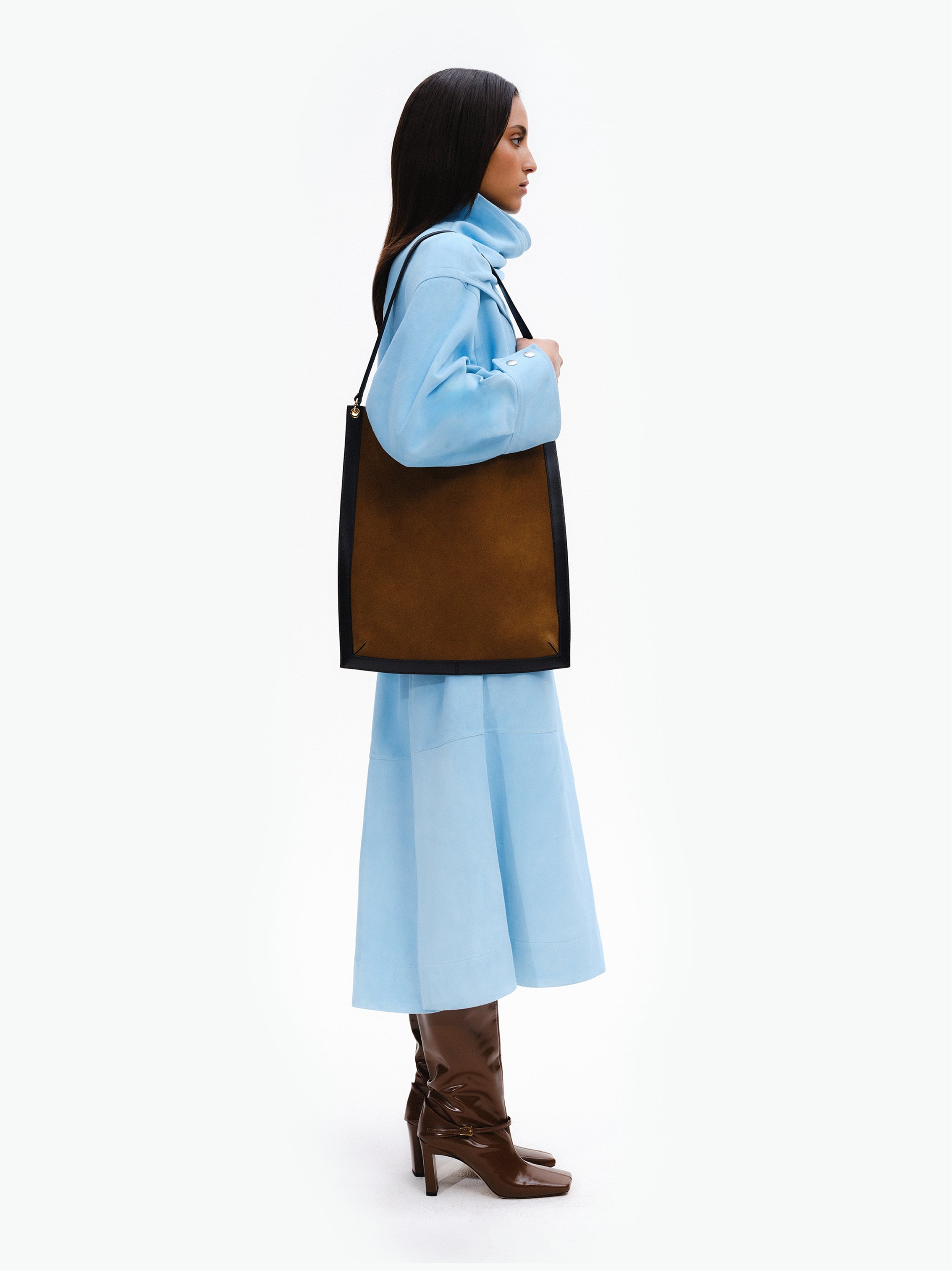 Penny Tote - Tabbaco Suede / Black