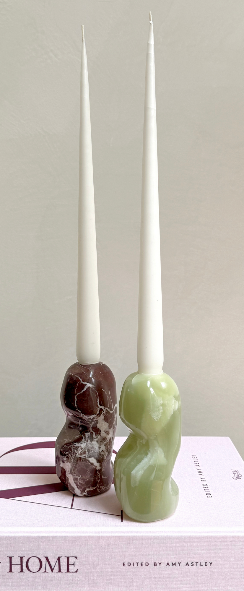 Erdnuss-Kerzenhalter-Set – Amarena / Verde