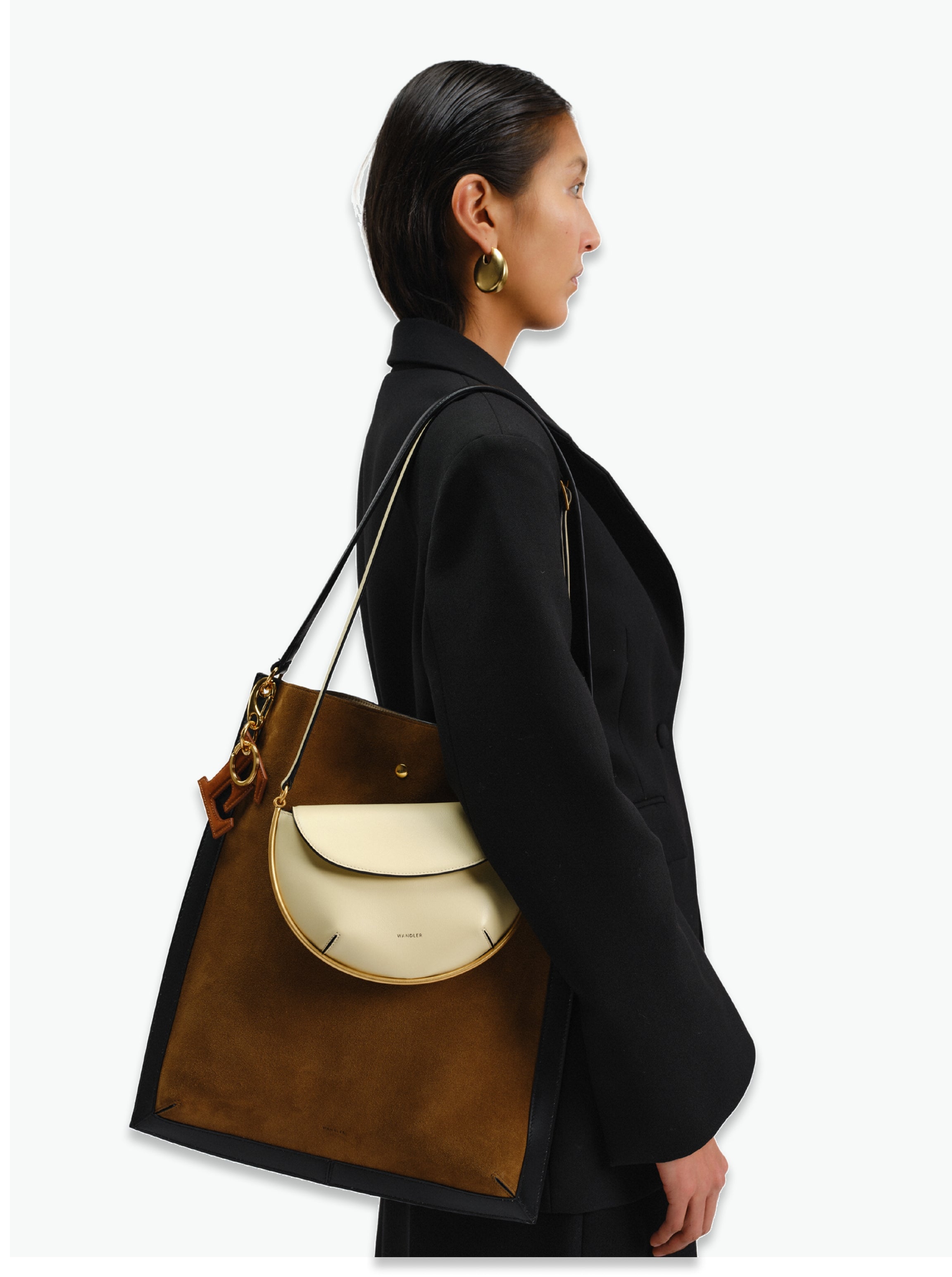 Penny Tote - Tabbaco Suede / Black