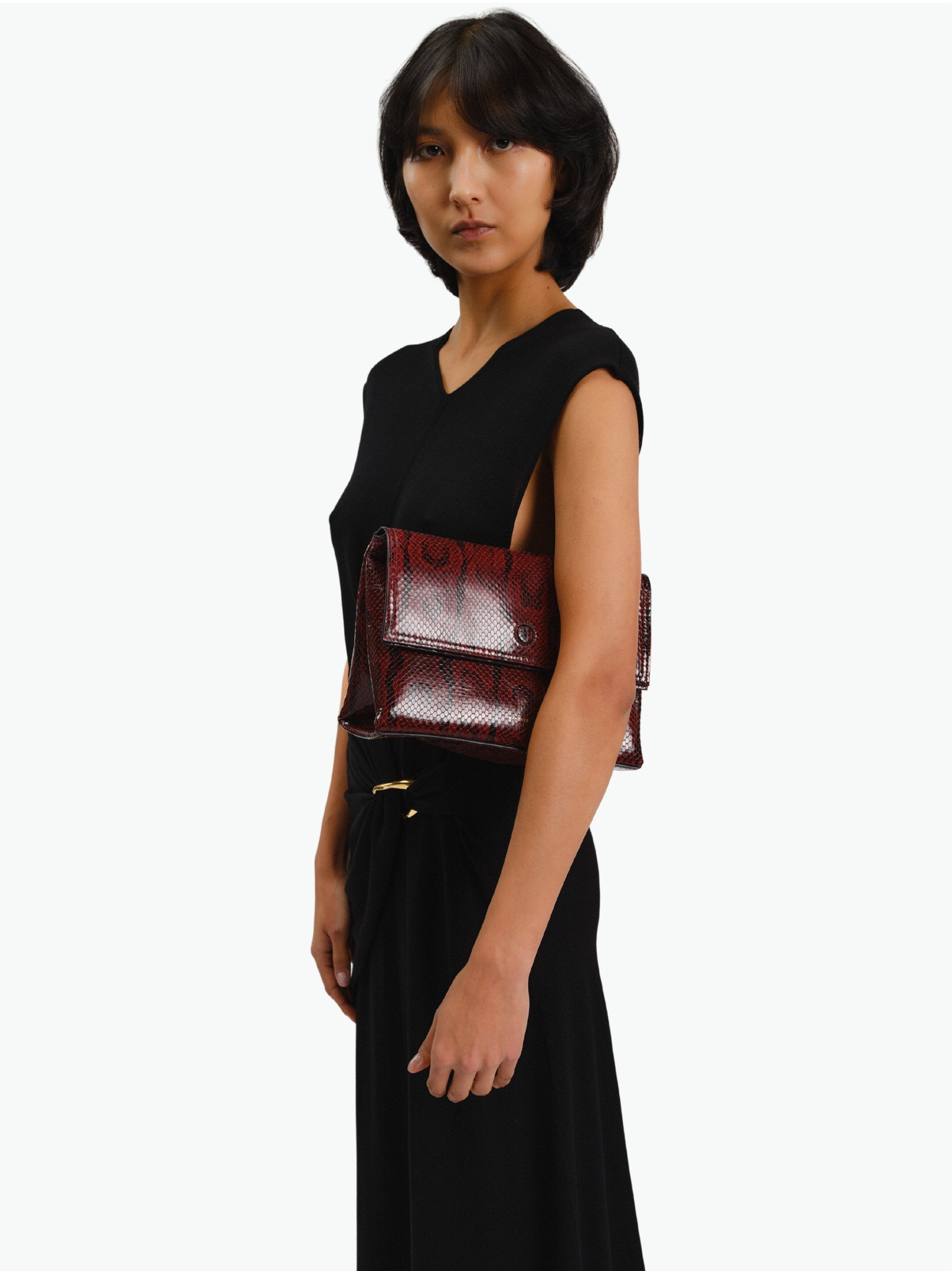 Jo Pouch Medium - Bordeaux Python