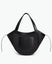 Wandler Hortensia Slouch Tote in color Black Raffia made with raffia made from calf leather with golden hardware, front view.