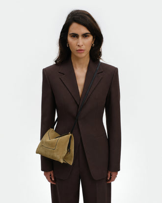 Penelope Slouch Bag - Khaki Suede