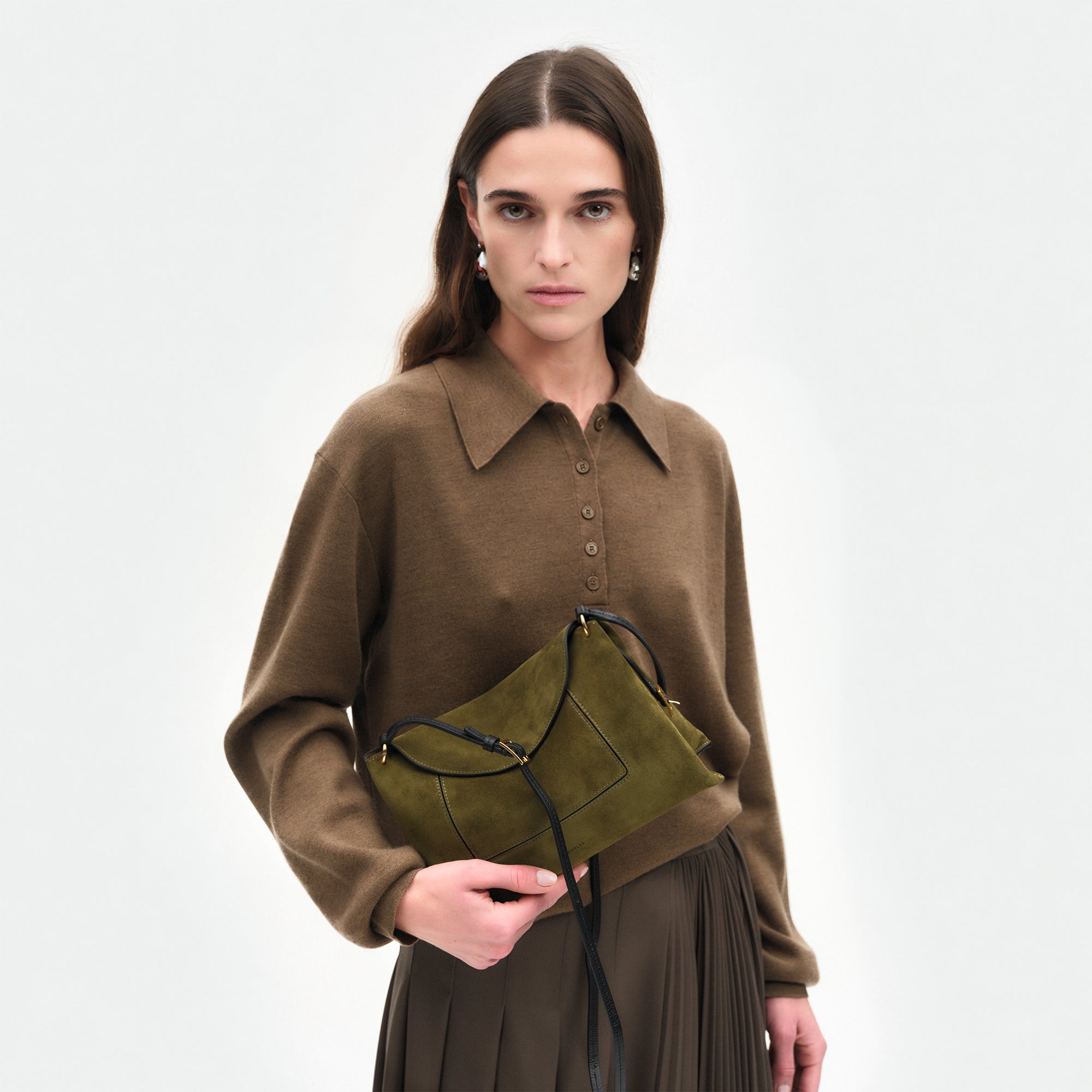 Penelope Wandler Penelope Slouch Bag - Olive Suede – Wandler.com