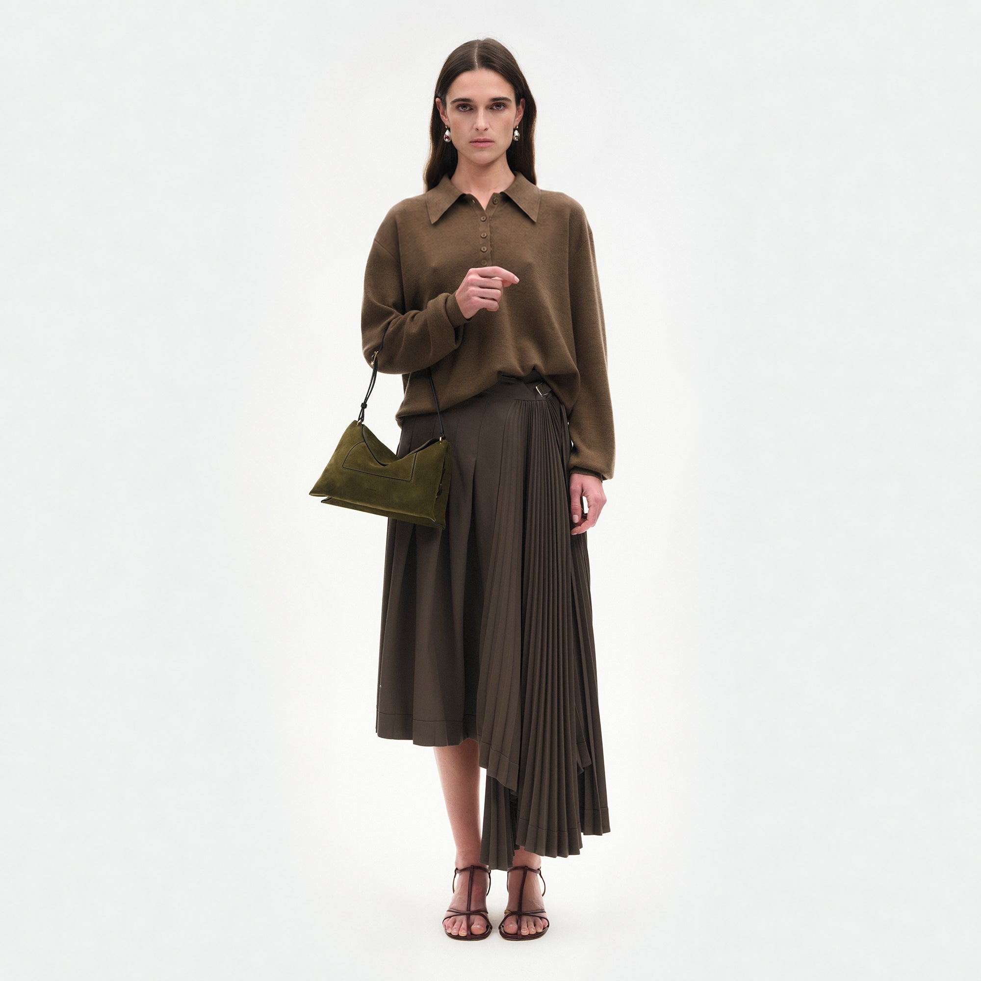 Penelope Wandler Penelope Slouch Bag - Olive Suede – Wandler.com