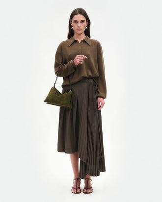 Penelope Slouch Bag - Olive Suede