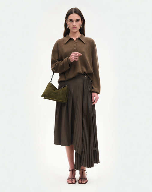 Penelope Slouch Bag - Olive Suede