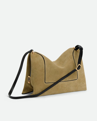 Penelope Slouch Bag - Khaki Suede