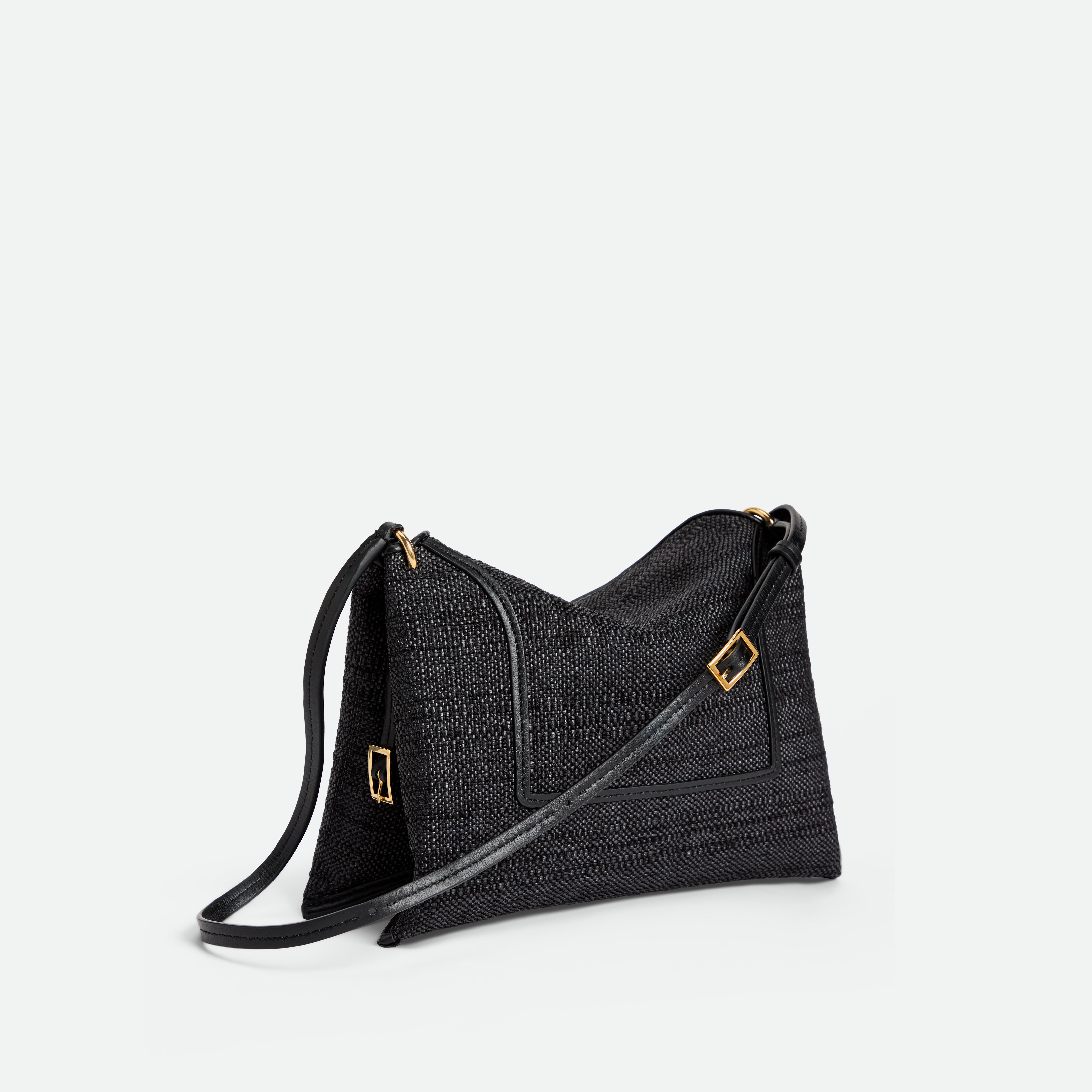 Penelope Slouch Bag Raffia - Black Raffia – Wandler.com