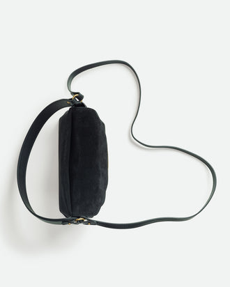 Veneto Shoulder Bag Small - Black Suede