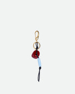 Wandler Bag Charm Marble Mix in brass and lambskin leather with golden hardware, front view.