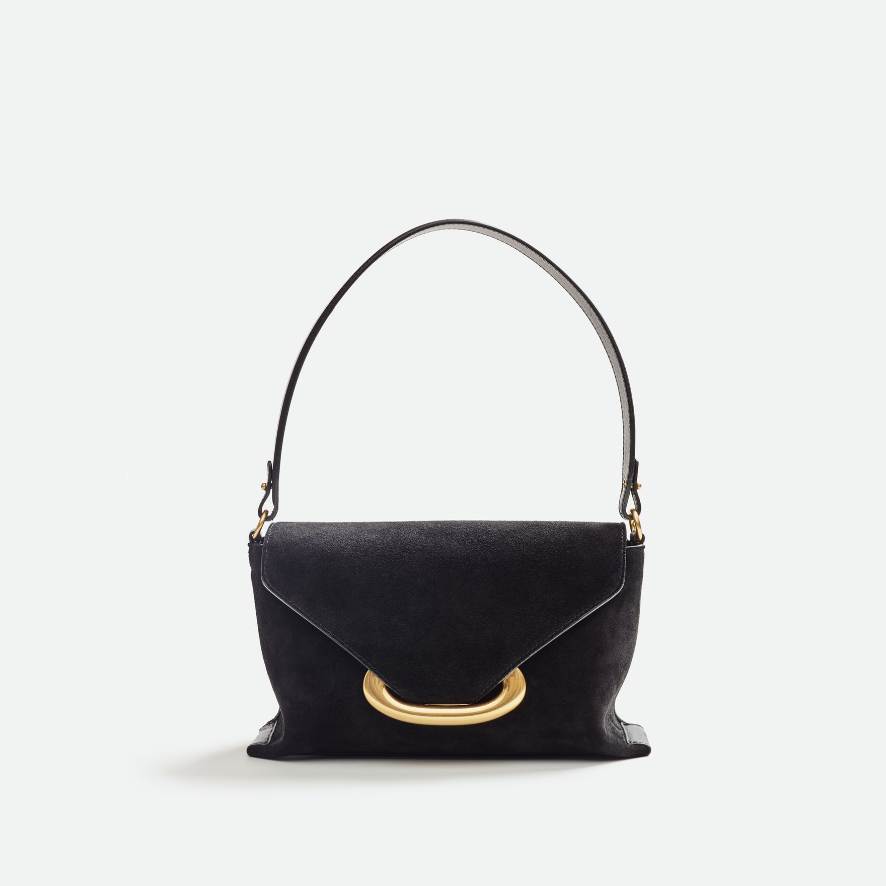 Veneto Shoulder Bag Small - Black Suede