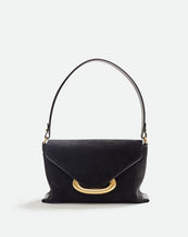 Veneto Shoulder Bag Small - Black Suede