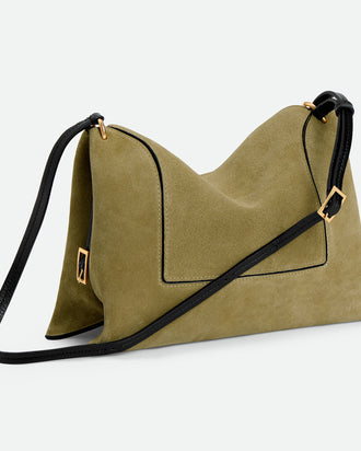 Penelope Slouch Bag - Khaki Suede