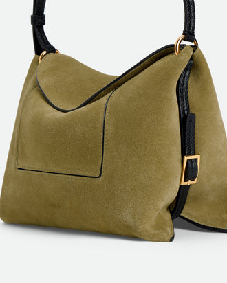 Penelope Slouch Bag - Khaki Suede