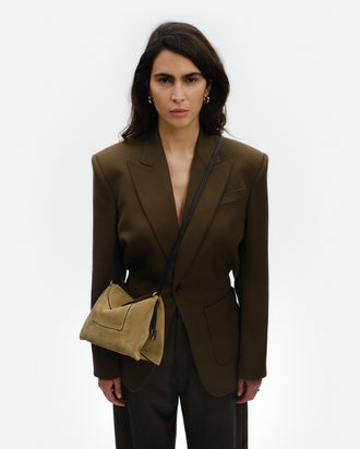 Penelope Slouch Bag - Khaki Suede