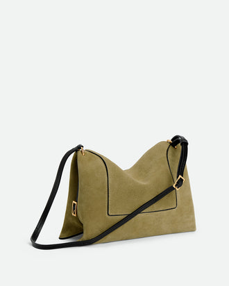 Penelope Slouch Bag - Khaki Suede