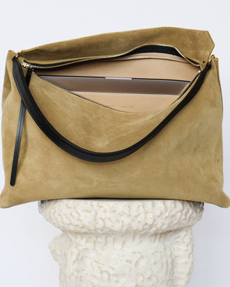 Penelope Tote - Khaki Suede / Black