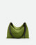 Wandler Penelope Tote Small in the color Verde Suede / Black made from calf leather with golden hardware and soft slouchy silhouette, front view.