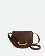 Wandler Veneto Crossbody Bag in Soil Caviar calf leather with oversized golden clasp hardware and structured silhouette, front view. 