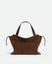 Wandler Ida Bag in Palissander Suede Italian calf leather with golden hardware and sculptural top handle, front view.
