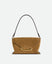 Wandler Veneto Shoulder Bag Small in the color Tabacco Suede, made from Italian calf leather with oversized golden clasp hardware, structured silhouette, front view.