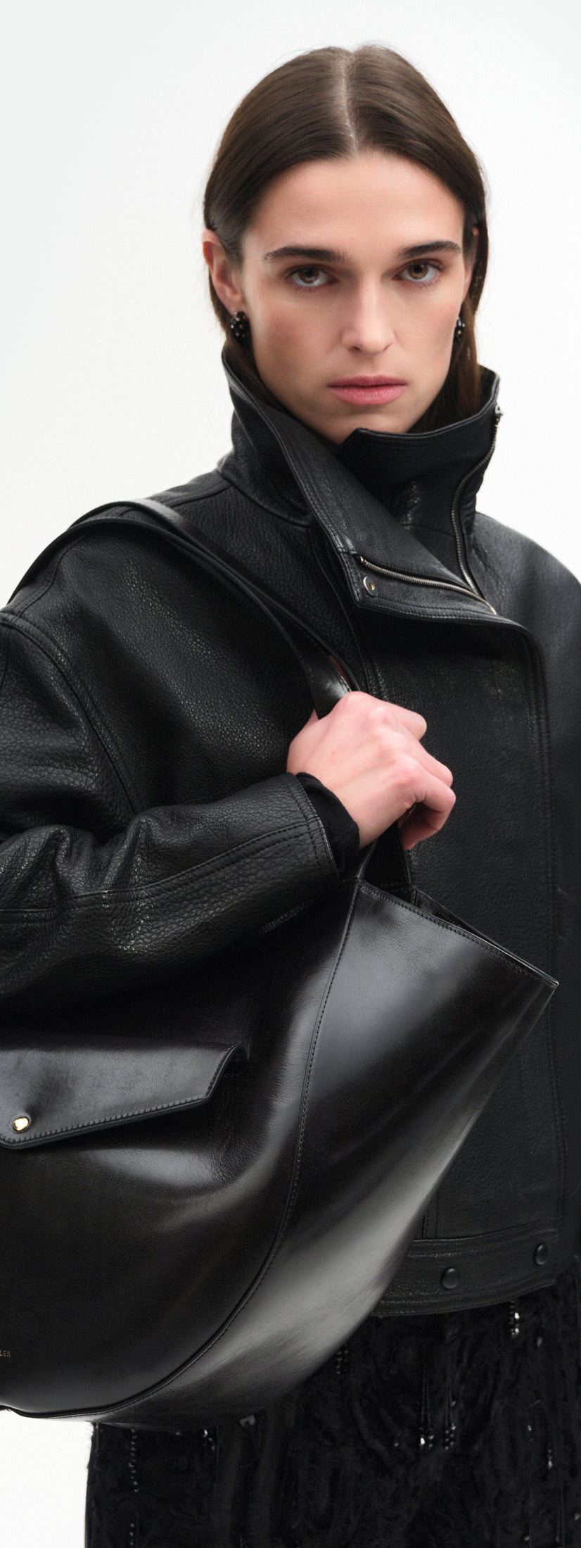 Hortensia Slouch Tote - Black Glaze