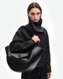 Hortensia Slouch Tote - Black Glaze