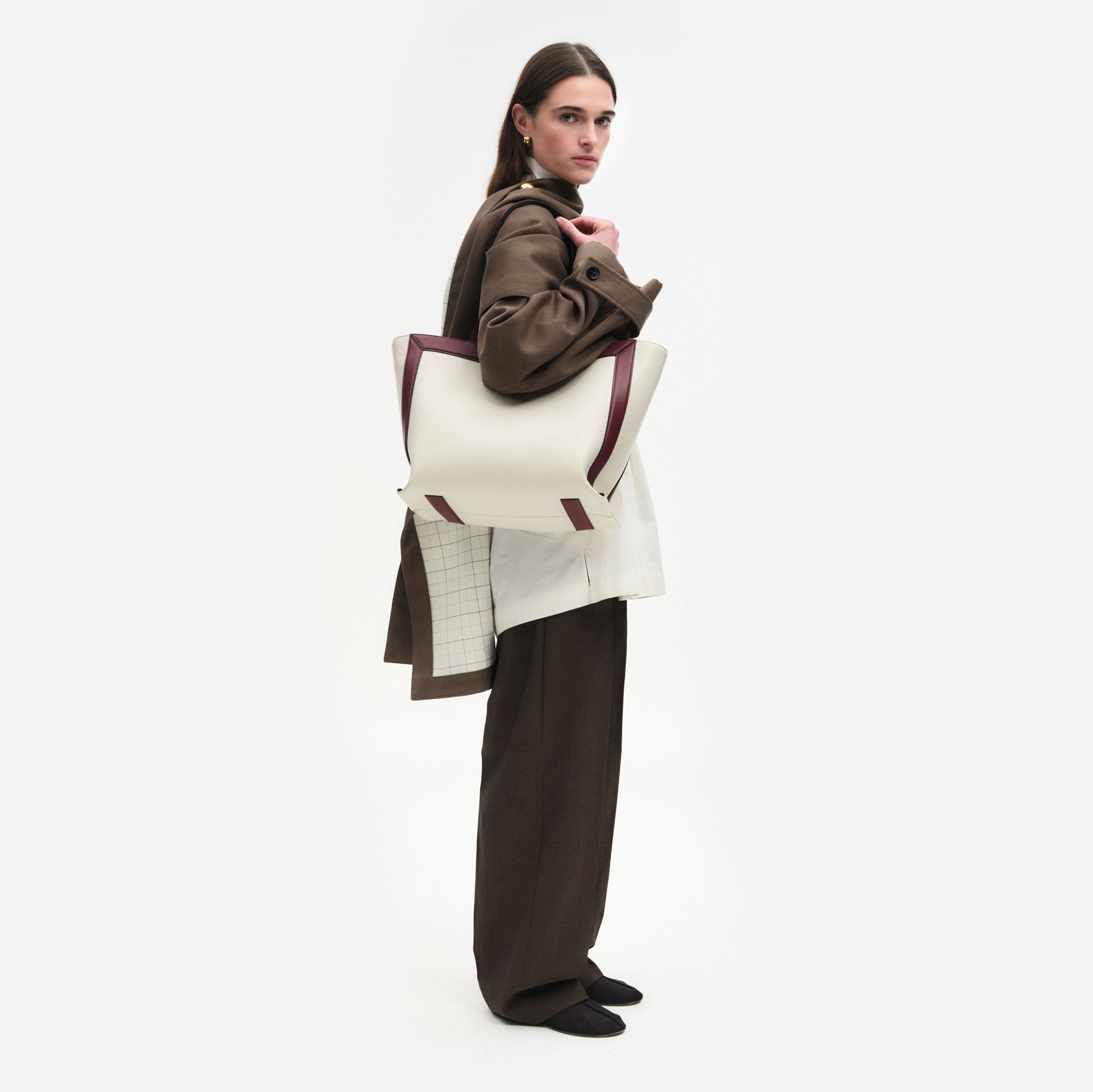 Ida Tote Medium - Buttercream / Bordeaux