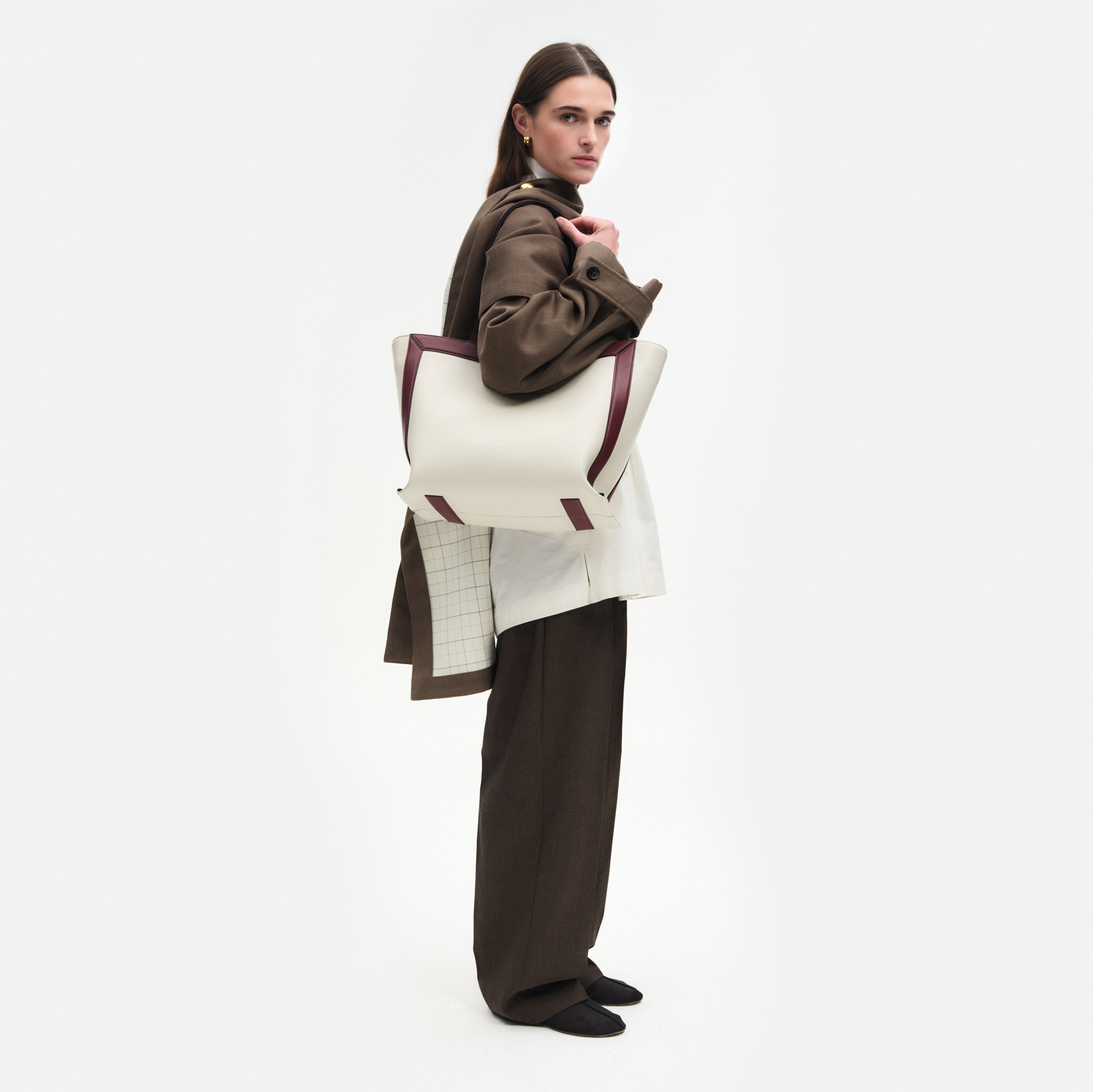 Ida Tote Medium - Buttercream / Bordeaux