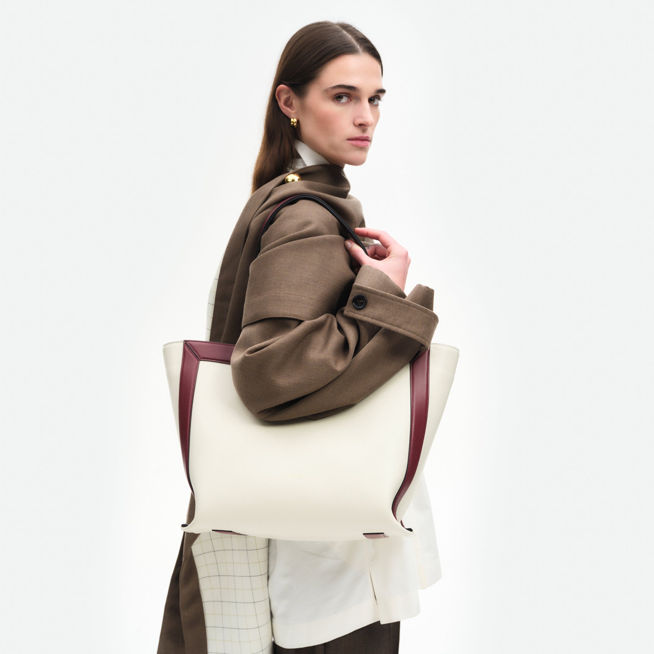 Ida Tote Medium - Buttercream / Bordeaux