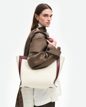 Ida Tote Medium - Buttercream / Bordeaux
