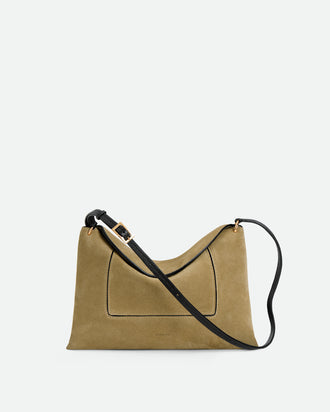 Penelope Slouch Bag - Khaki Suede