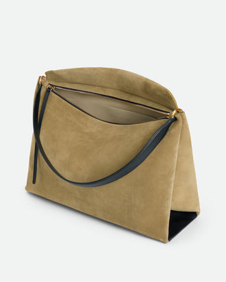 Penelope Tote - Khaki Suede / Black