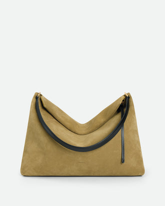 Penelope Tote - Khaki Suede / Black