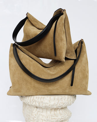 Penelope Tote - Khaki Suede / Black