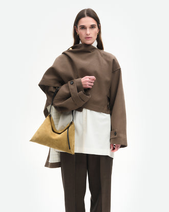 Penelope Tote Small - Khaki Suede / Black
