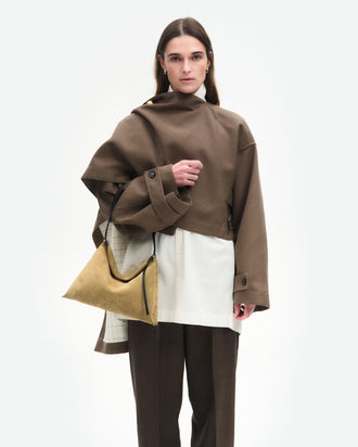 Penelope Tote Small - Khaki Suede / Black